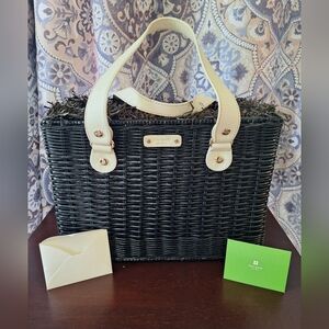 NWT Vintage Kate Spade Black and White Wicker Tote